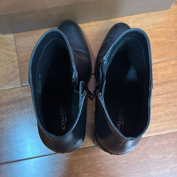 Coach Justina Black Ankle Boots Women's Beaded Chain Accents size 6.5 - Picture 9 of 13